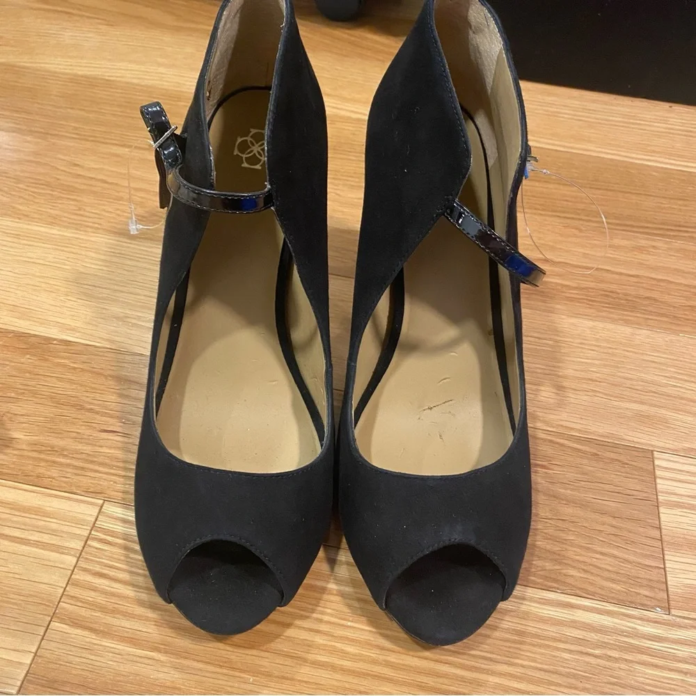 Ann Taylor Suede Peep Toe Stilettos - Picture 3 of 9